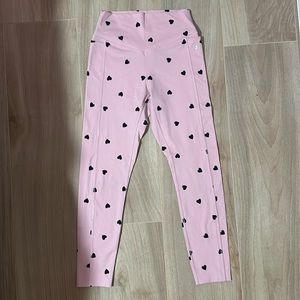 PINK active legging light pink with black hearts